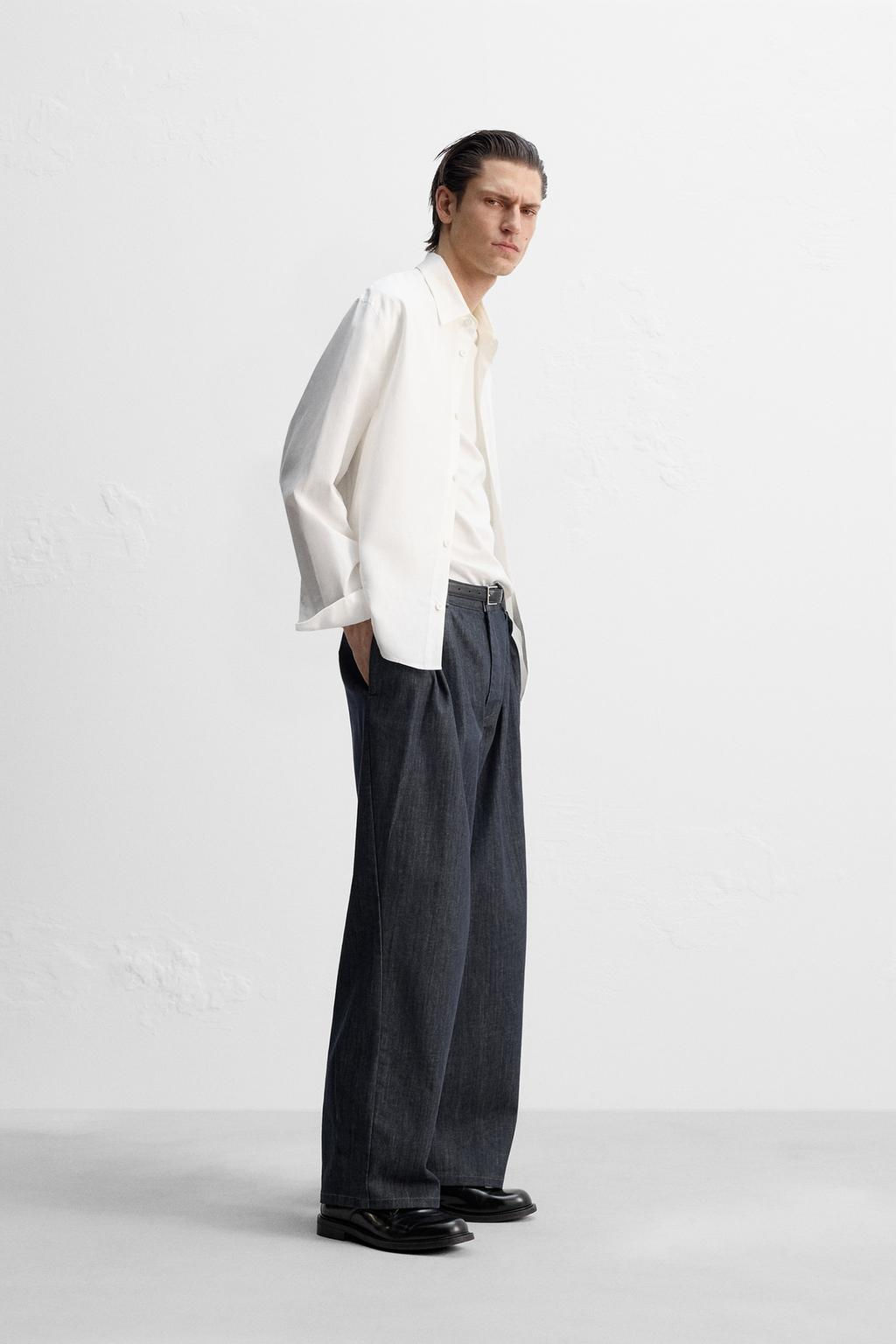 PLEATED WIDE-LEG JEANS - Zara фото 4