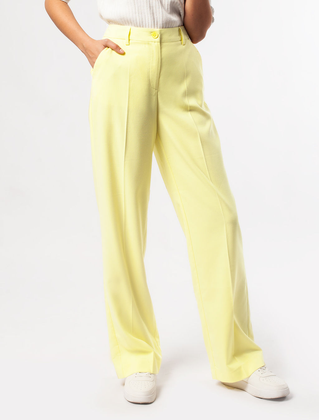 Брюки Vilatte прямые из поливискозы с фактурой желтый  фото 10