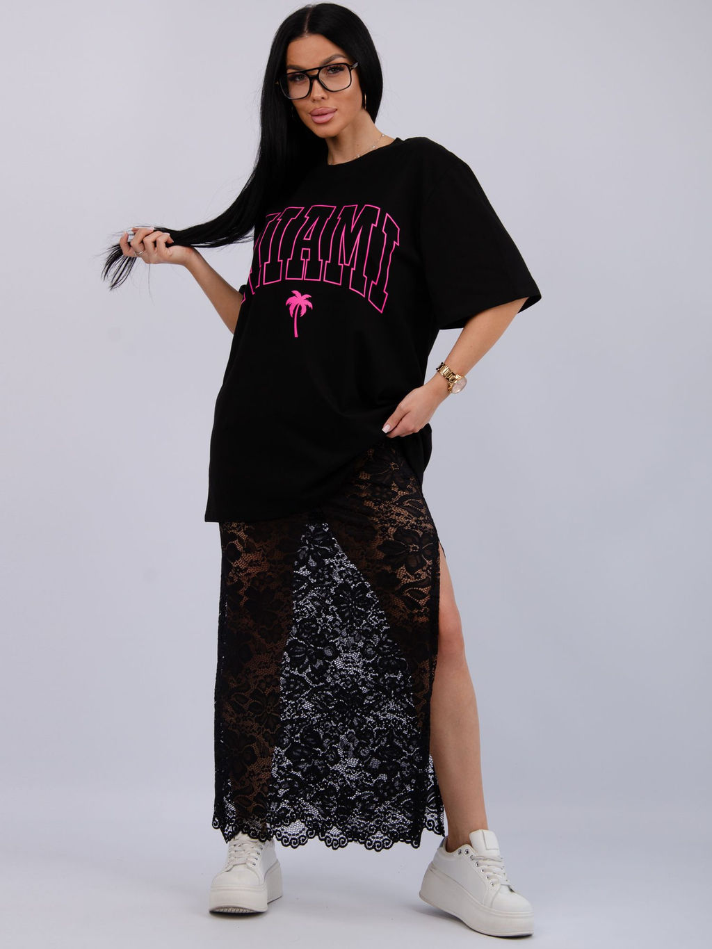 Костюм Монохром 2 чёрный, трикотаж - Малина фото 8