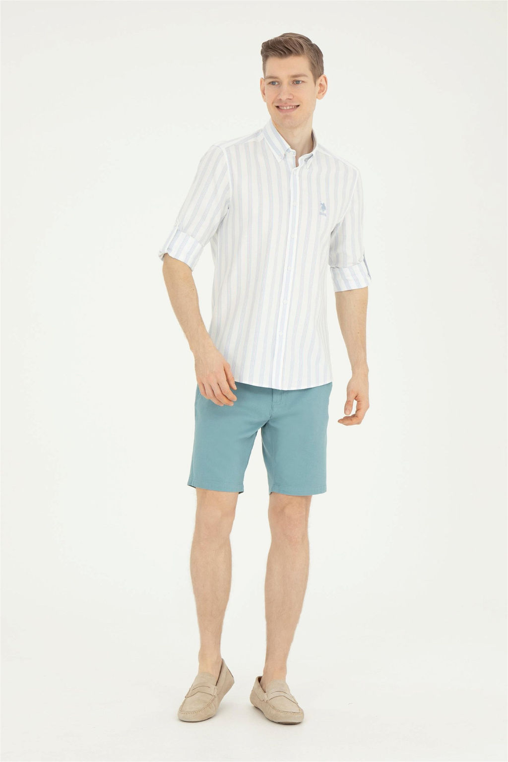 Мужская голубая рубашка с длинным рукавом - U.s. polo assn фото 4
