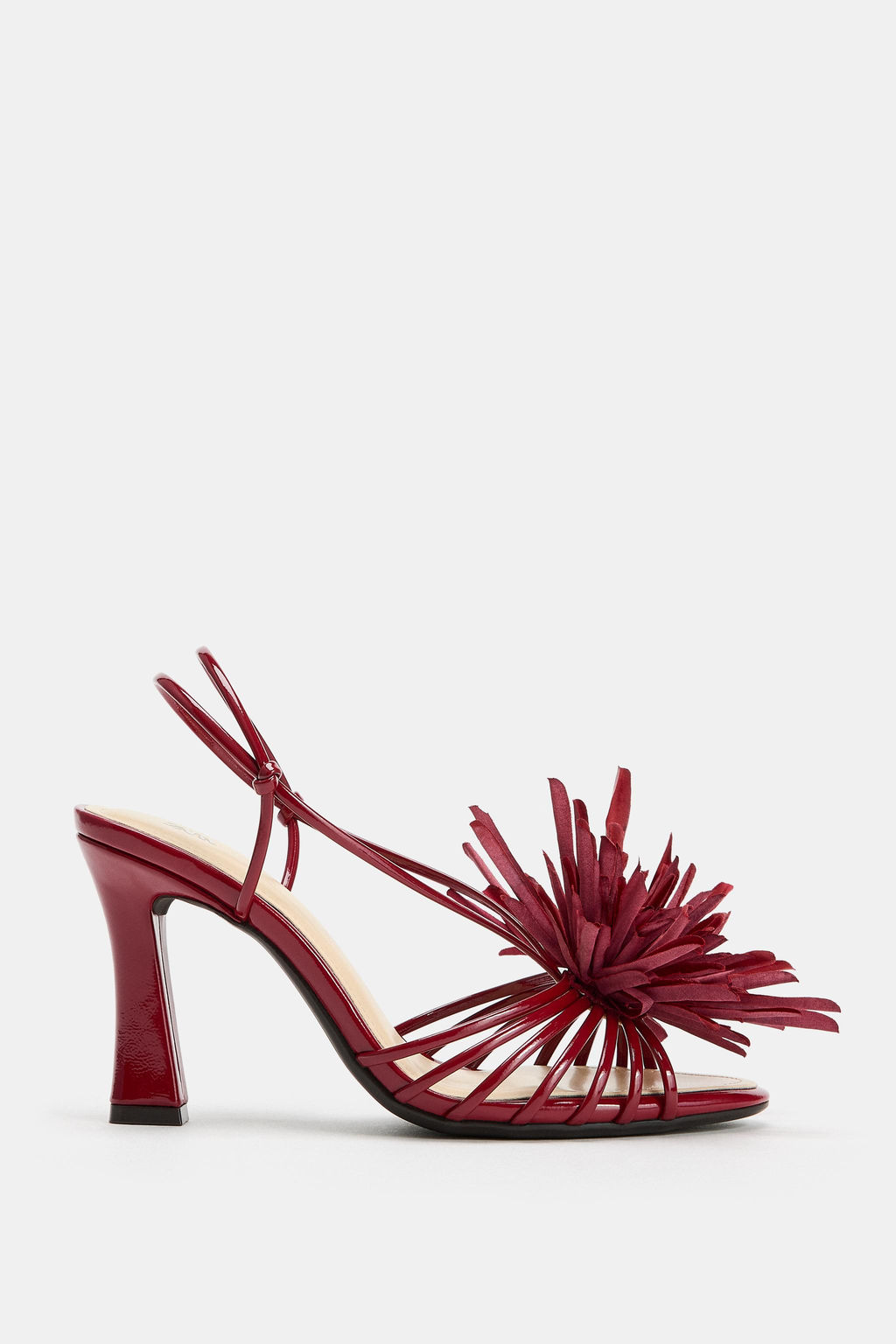 SANDALIA TAC?N FLOR / Rojo Burdeos - Zara фото 3
