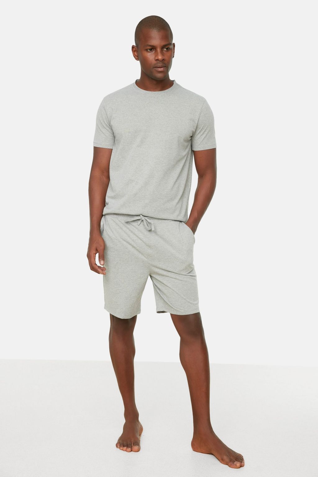 TRENDYOL MAN Gri Regular Fit Sortlu Pijama Tak?m? TMNSS22PT0042 - Trendyolmilla фото 5