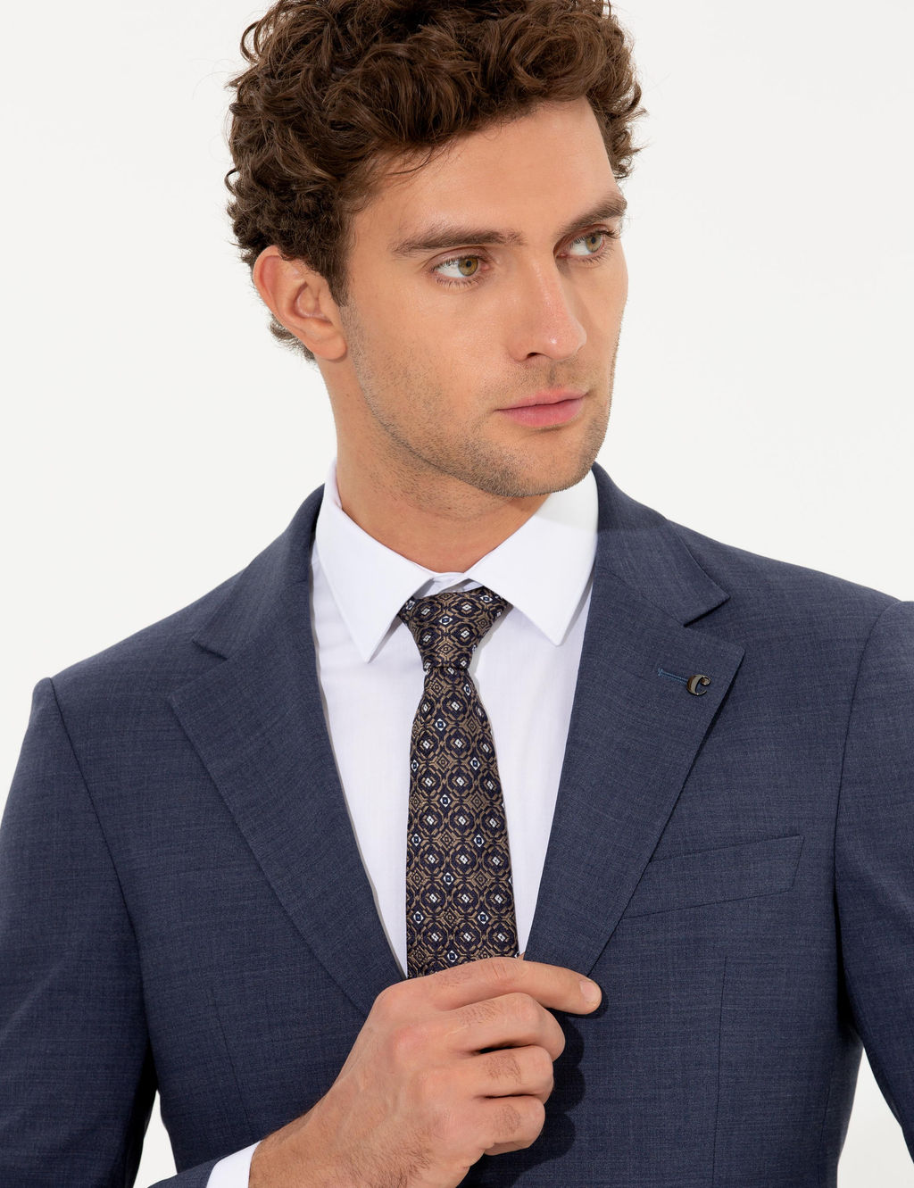 Светло-темно-синий приталенный костюм - Cacharel фото 11