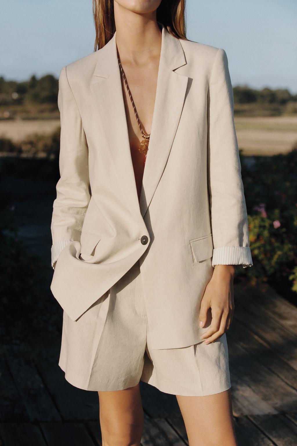 LINEN BLAZER WITH PRINTED CUFFS - Zara фото 13