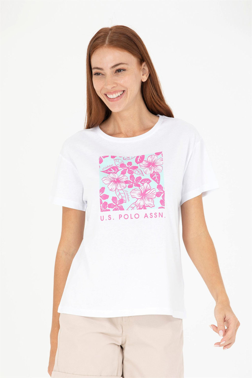 Женская белая футболка с круглым вырезом Неожиданная скидка в корзине - U.s. polo assn фото 3