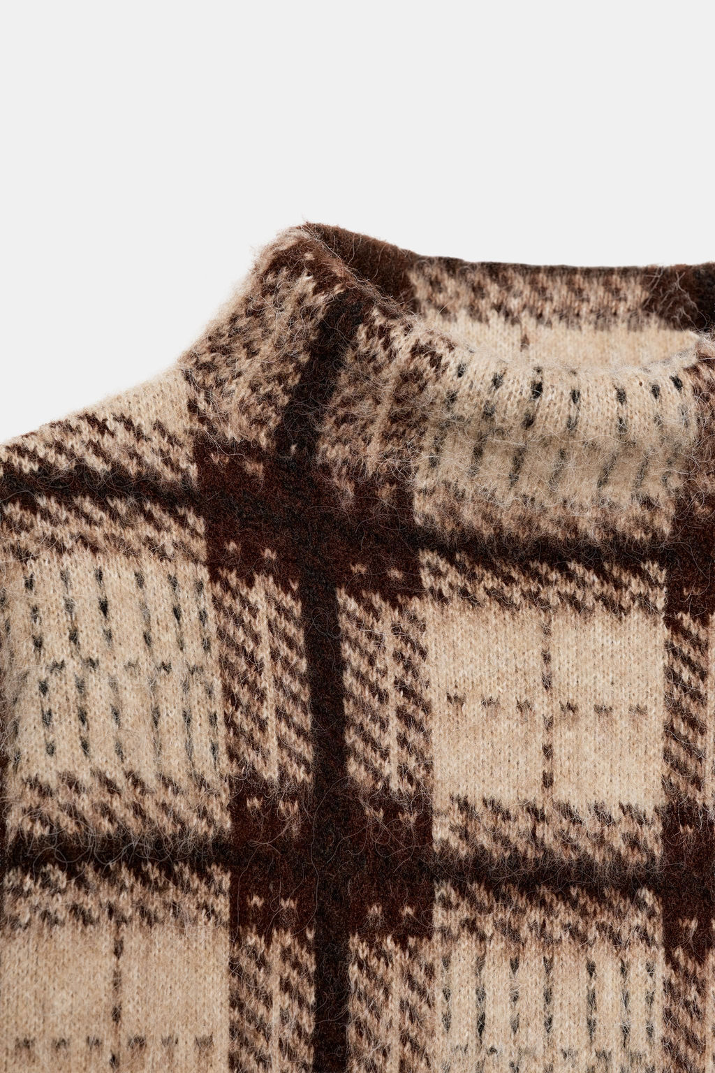 CHECK KNIT SWEATER WITH BRUSHED EFFECT - Zara фото 4