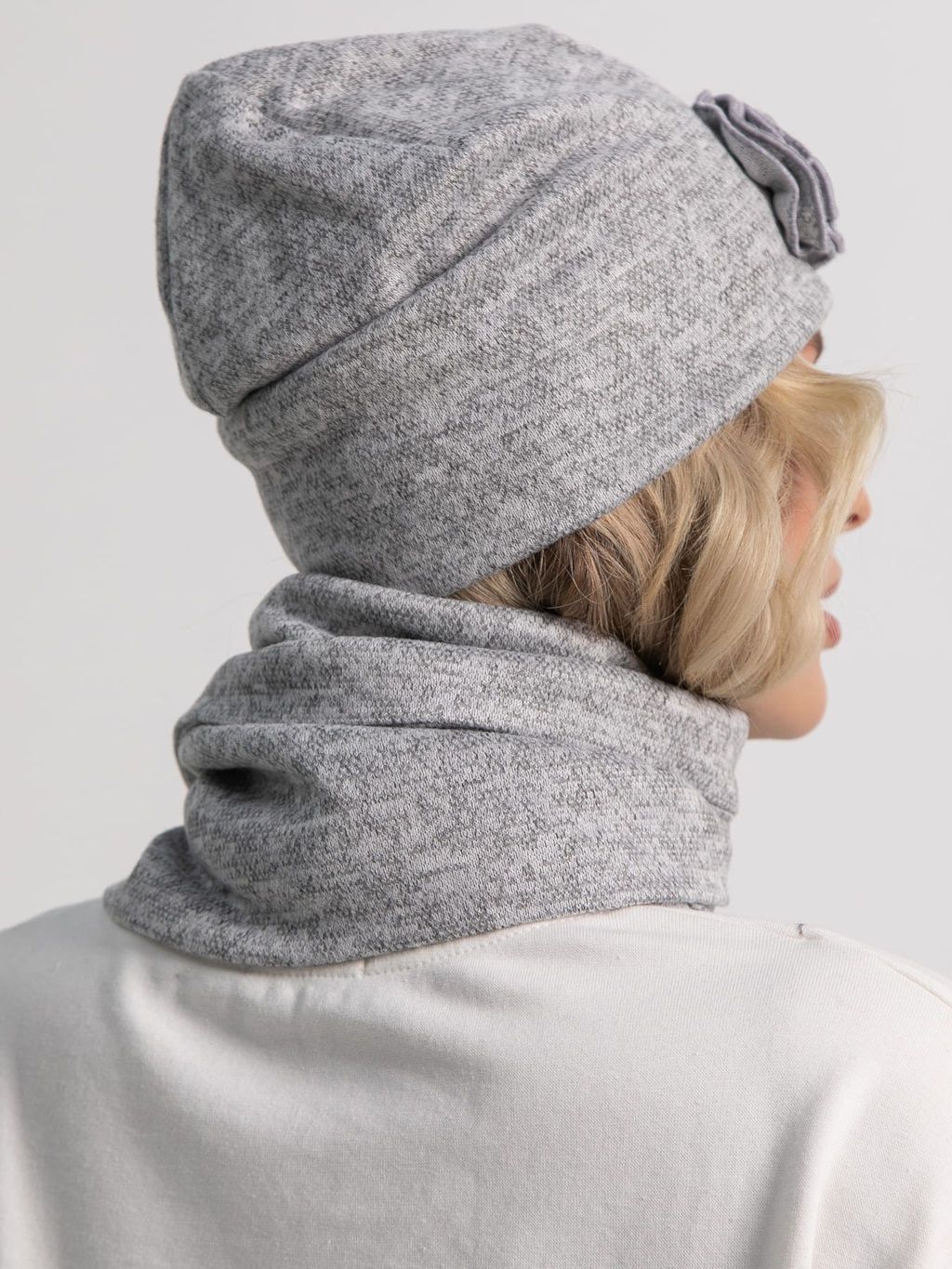Комплект шапка и шарф (серый) КШШ01-50М