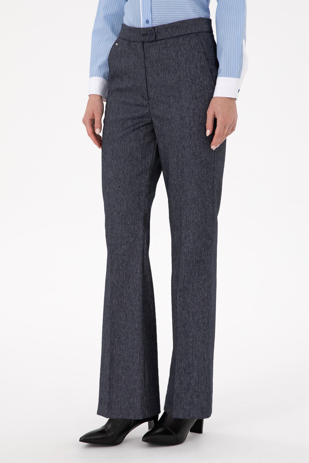 Kad_n _ndigo Slim Flare Fit Kanvas Pantolon
