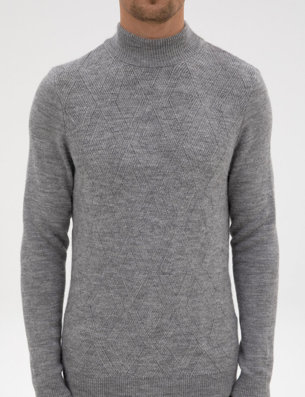 A__k Gri Melanj Slim Fit Yar_m Bal_k__ Yaka Triko Kazak - Pierre cardin фото 6