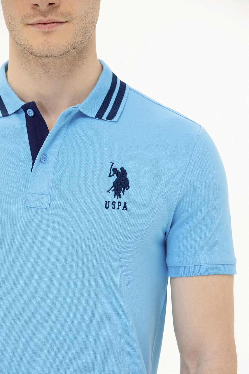 U. S. Polo Assn / Мужская бирюзовая базовая футболка с воротником-поло - U.s. polo assn фото 7