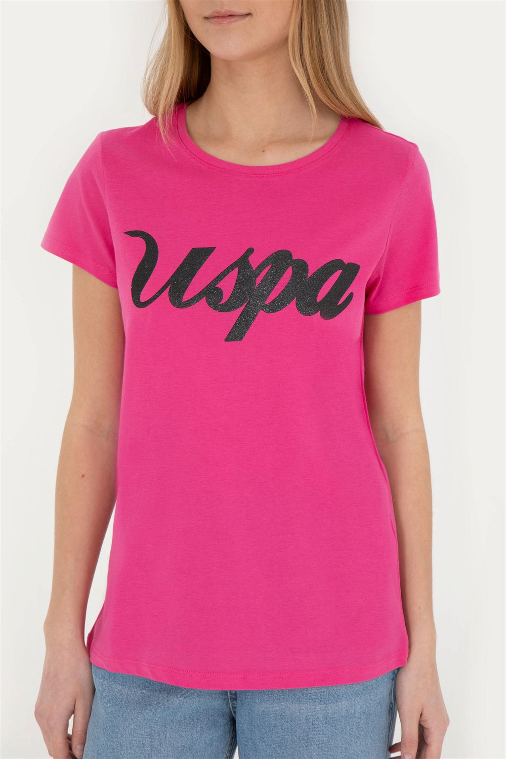 Женская футболка цвета фуксии с круглым вырезом - U.s. polo assn фото 6