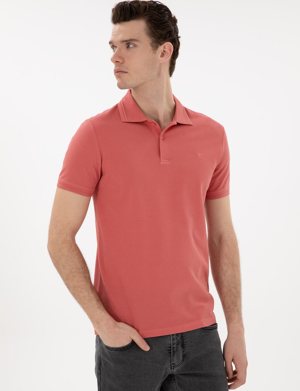 Mercan Slim Fit %100 Pamuk Polo Yaka Basic Ti__rt