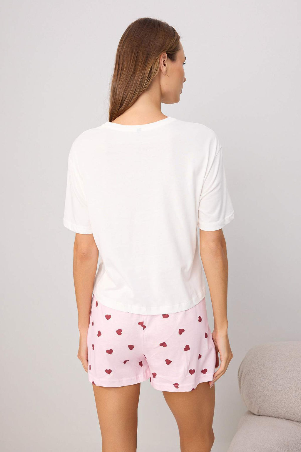Teen Beyaz-Pembe %100 Pamuklu Kalpli _rme Pijama Tak_m_ THMSS26PT00154 - Trendyolmilla фото 4