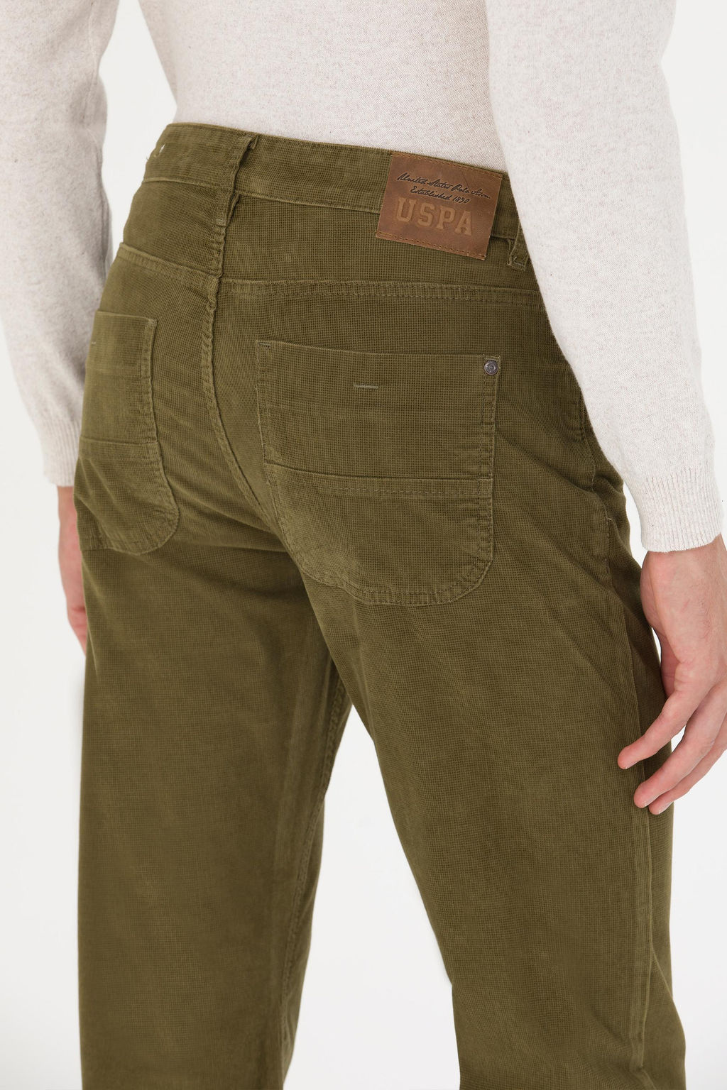 Erkek Regular Fit Haki Kanvas Pantolon