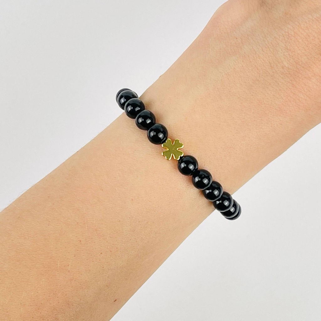 Браслет из черного Турмалина (Шерл) со вставкой 16 см