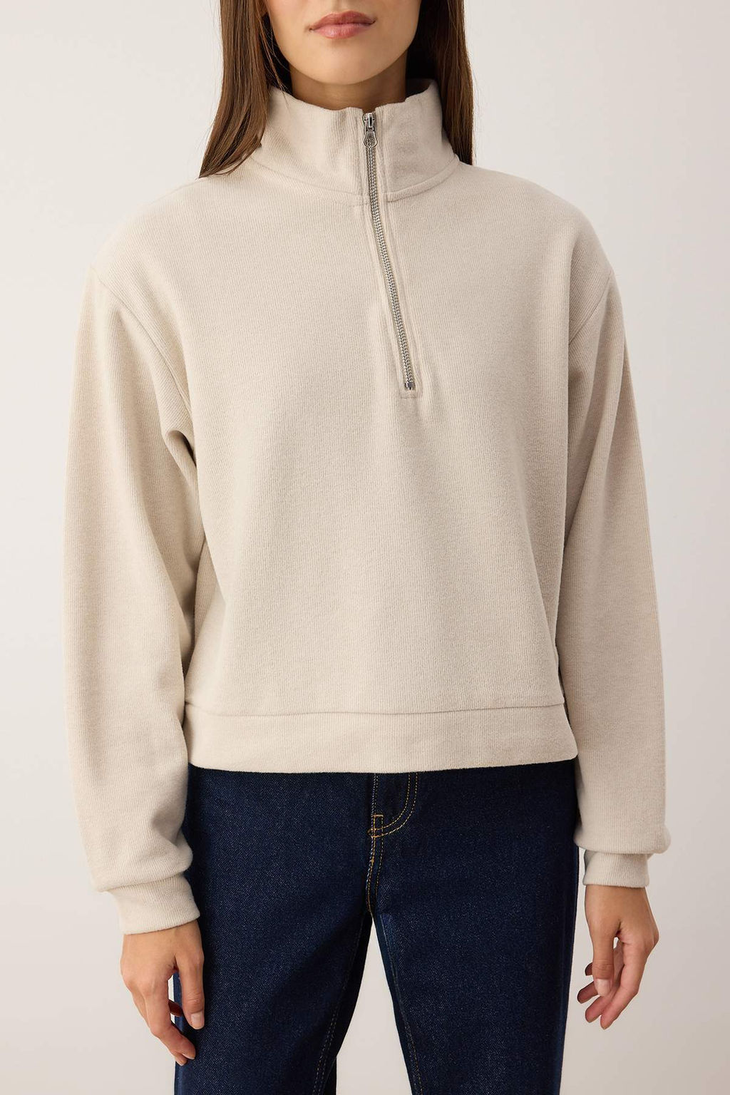 Antrasit Regular/Normal Kal?p Yar?m Pat Fermuarl? Kal?nOrme Sweatshirt TWOAW26SW00059 - Trendyolmilla фото 7