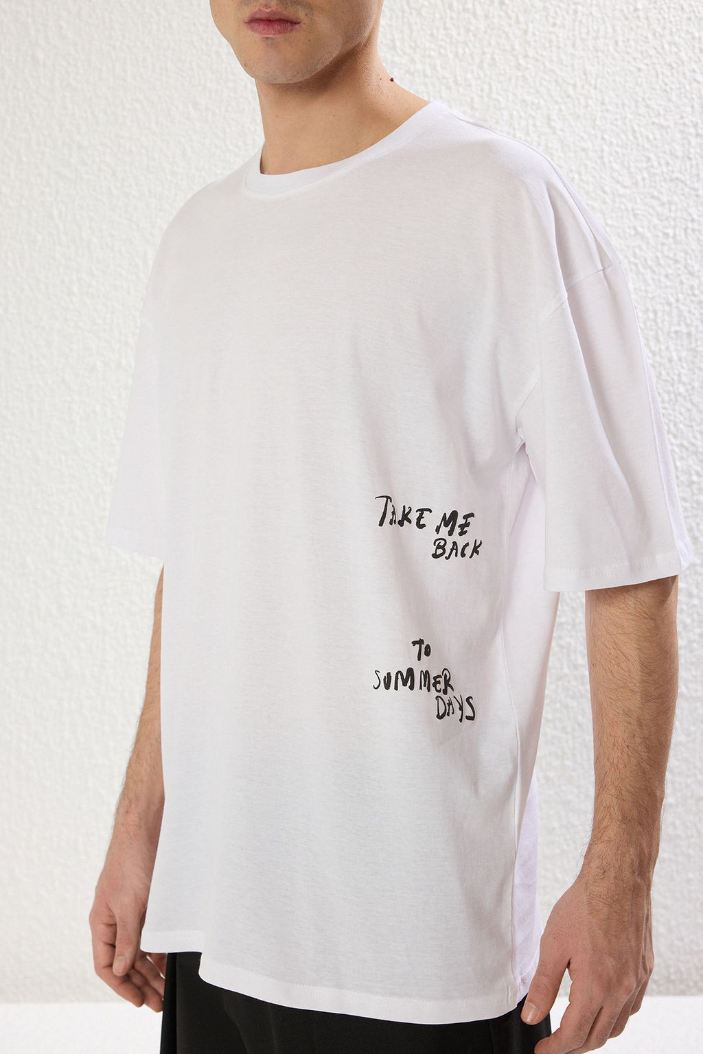 TRENDYOL MAN Lacivert 0versize/Genis Kesim Yaz? Bask?l? %100 Pamuk T-Shirt TMNSS25TS00064 - Trendyolmilla фото 4