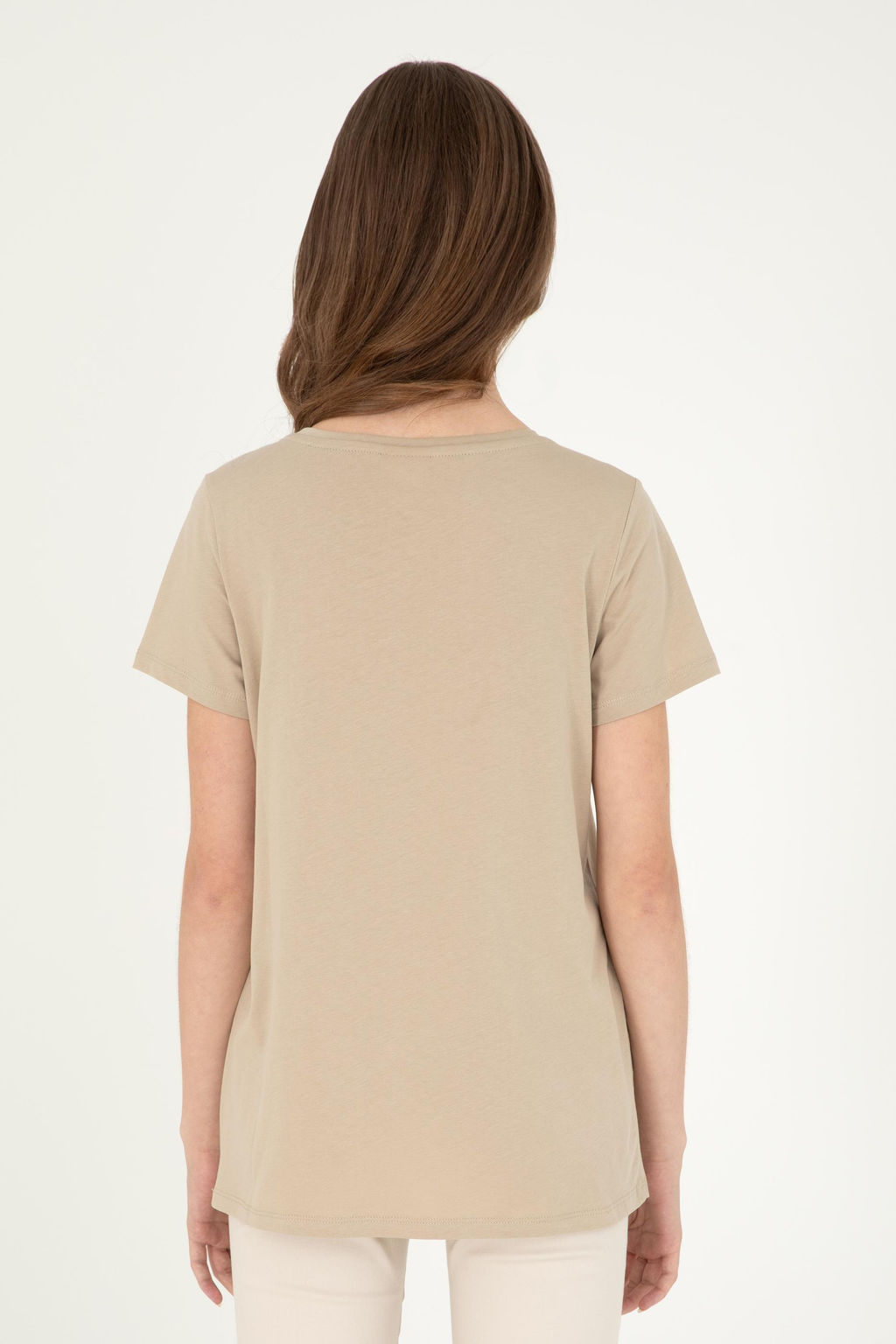 Женская базовая футболка светло-хаки Неожиданная скидка в корзине - U.s. polo assn фото 12