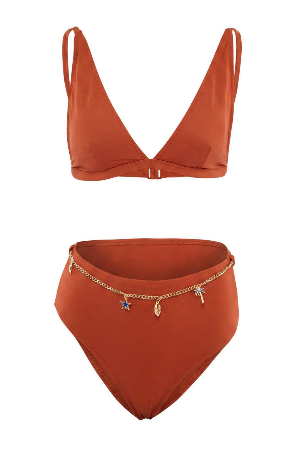 Siyah Ucgen Kapl? Zincir Charm Aksesuarl? Yuksek Bel Regular Bikini Tak?m? TBESS26BT00104 - Trendyolmilla фото 3