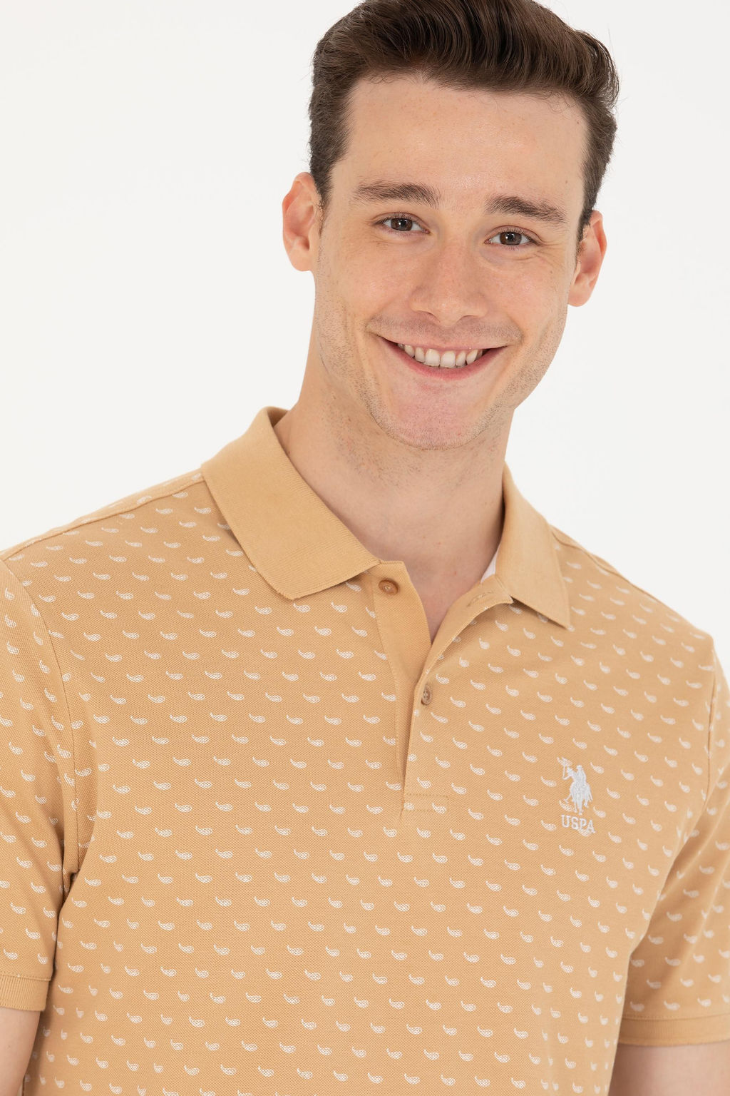 U. S. Polo Assn Мужская футболка светло-коричневого цвета с воротником-поло - U.s. polo assn фото 2