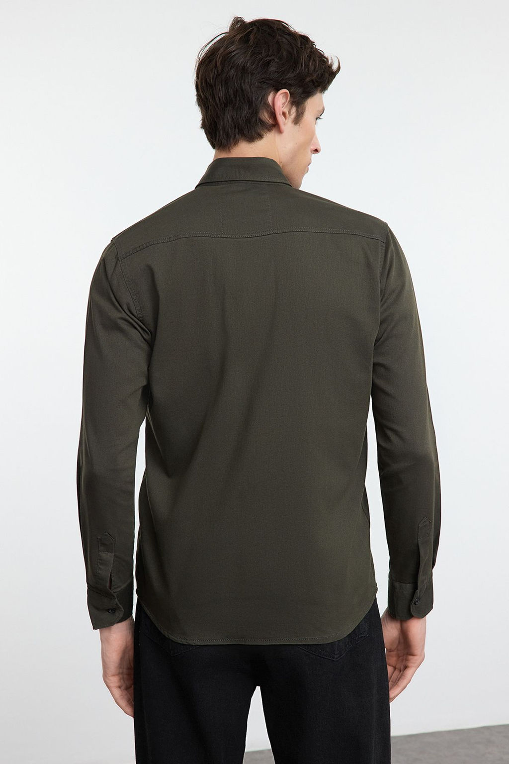TRENDYOL MAN Koyu Haki Regular Cift Cepli Denim Kot Gomlek TMNSS24GO00081 - Trendyolmilla фото 6