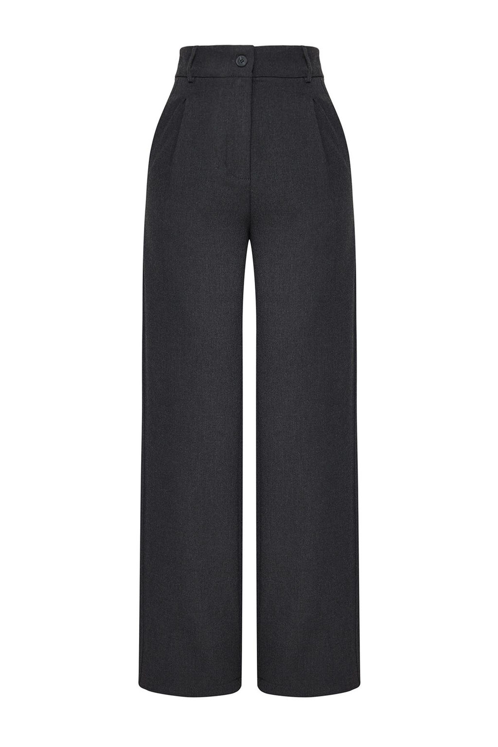 TRENDYOLMILLA Gri Wide Leg Genis Paca Pileli Dokuma Pantolon TWOAW25PL00105  фото 6