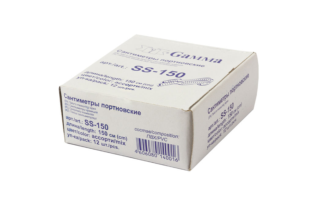 Gamma SS-150 Сантиметр пластик 150 см х 2 см 12 шт в картонной упаковке ассорти