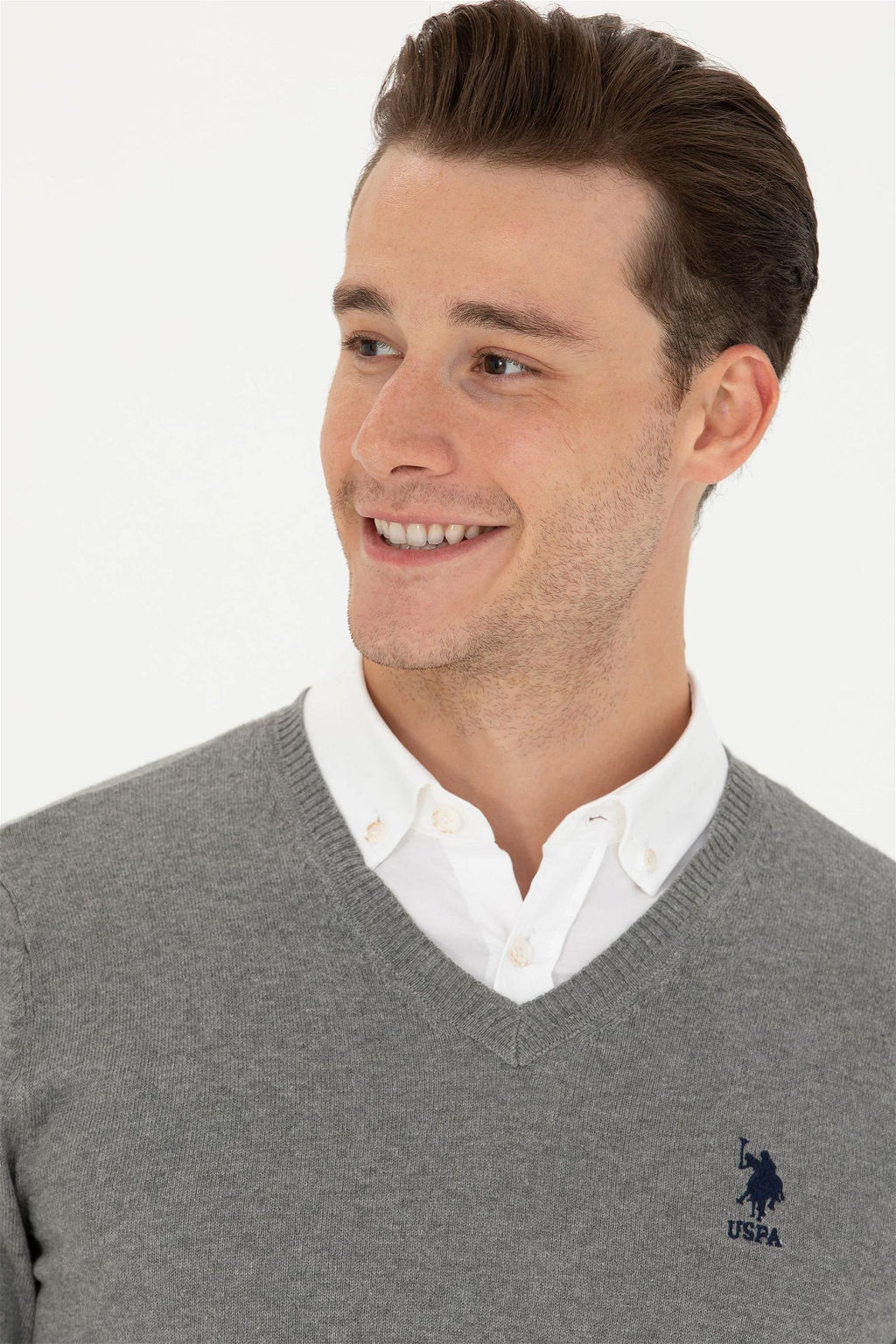 Мужской серый меланжевый базовый свитер Неожиданная скидка в корзине - U.s. polo assn фото 2