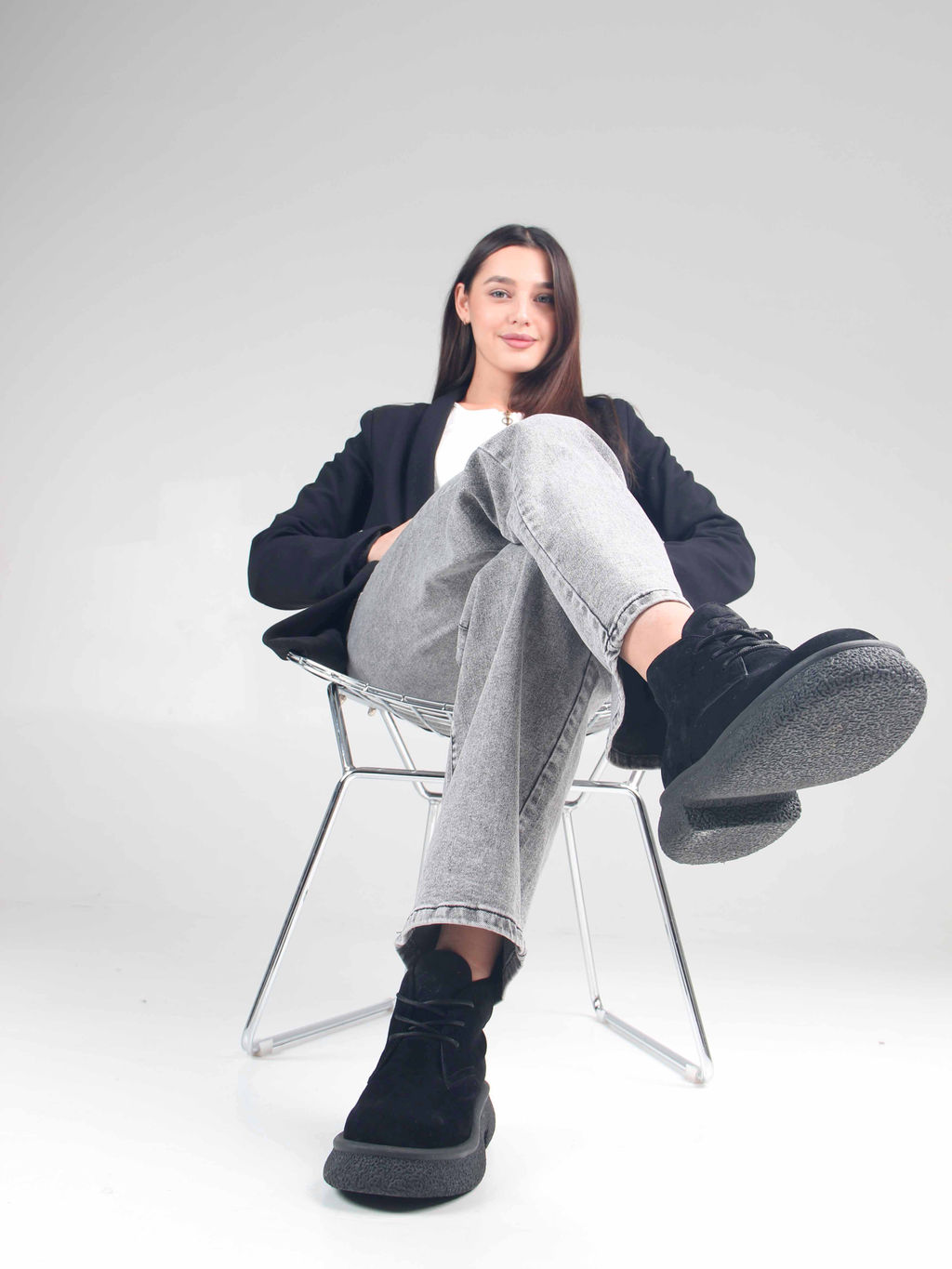 Ботинки 308.агатаbl. чёрный замша/Байка