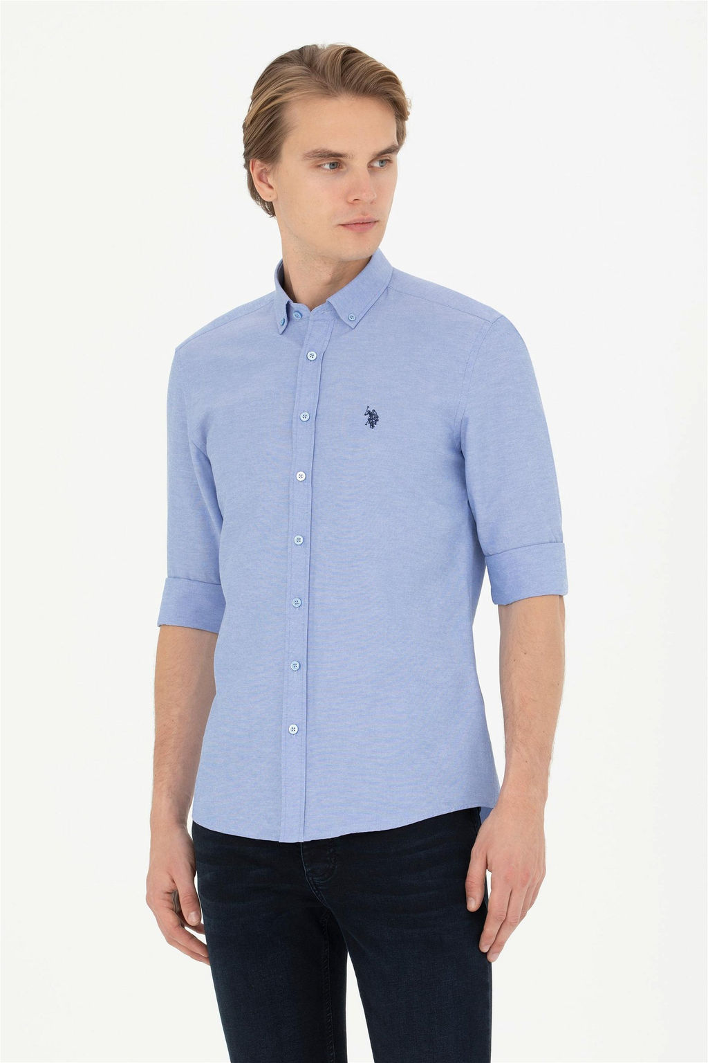 Мужская базовая рубашка Saks с длинным рукавом - U.s. polo assn фото 3