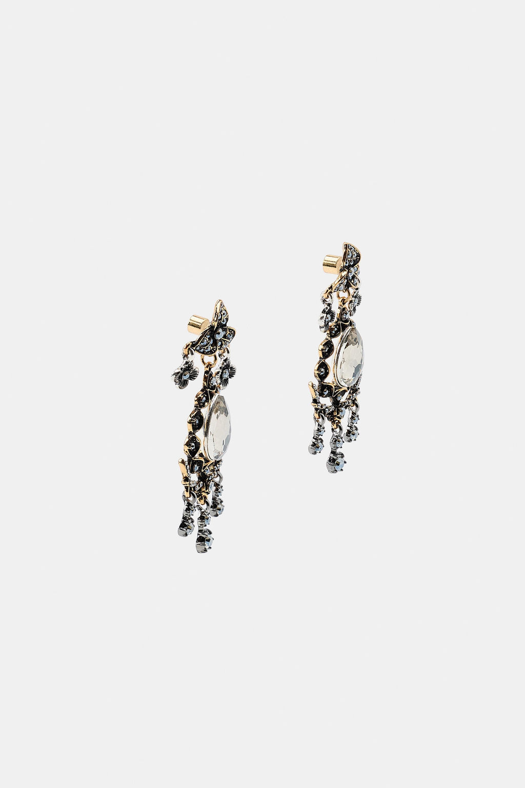METAL FLOWER JEWEL EARRINGS - Zara фото 3
