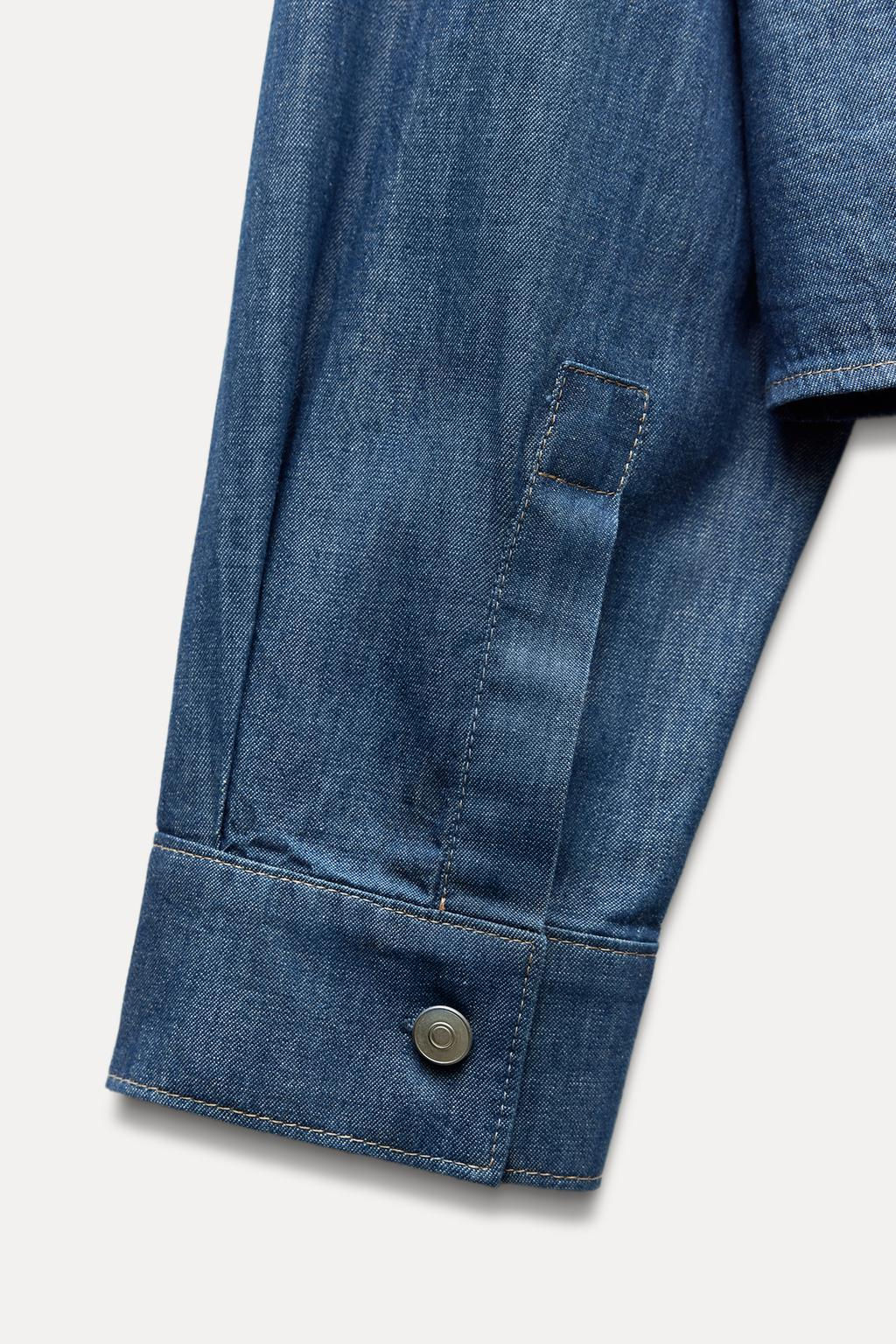 DENIM-EFFECT PETER PAN COLLAR SHIRT - Zara фото 8