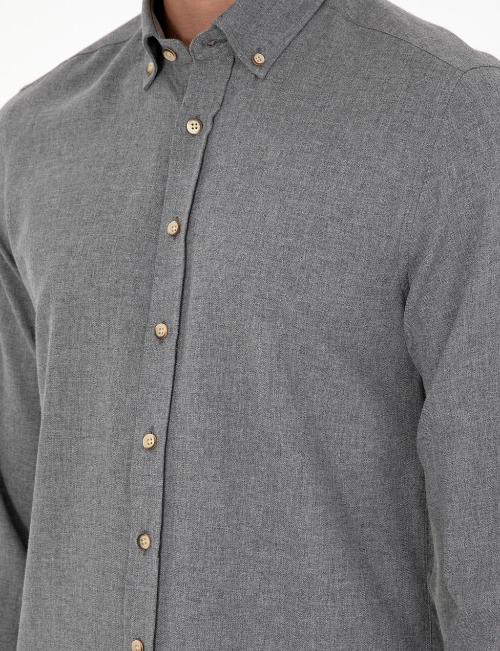 Gri Slim Fit Uzun Kollu G_mlek