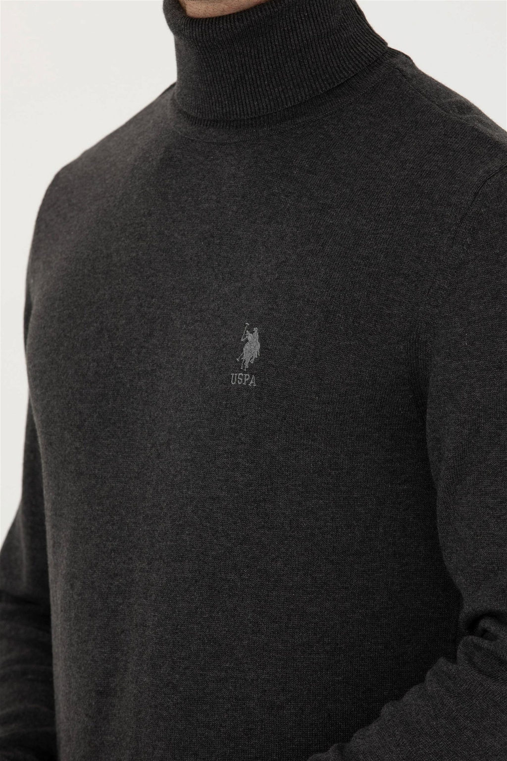 Мужской базовый свитер антрацитового меланжа - U.s. polo assn фото 7