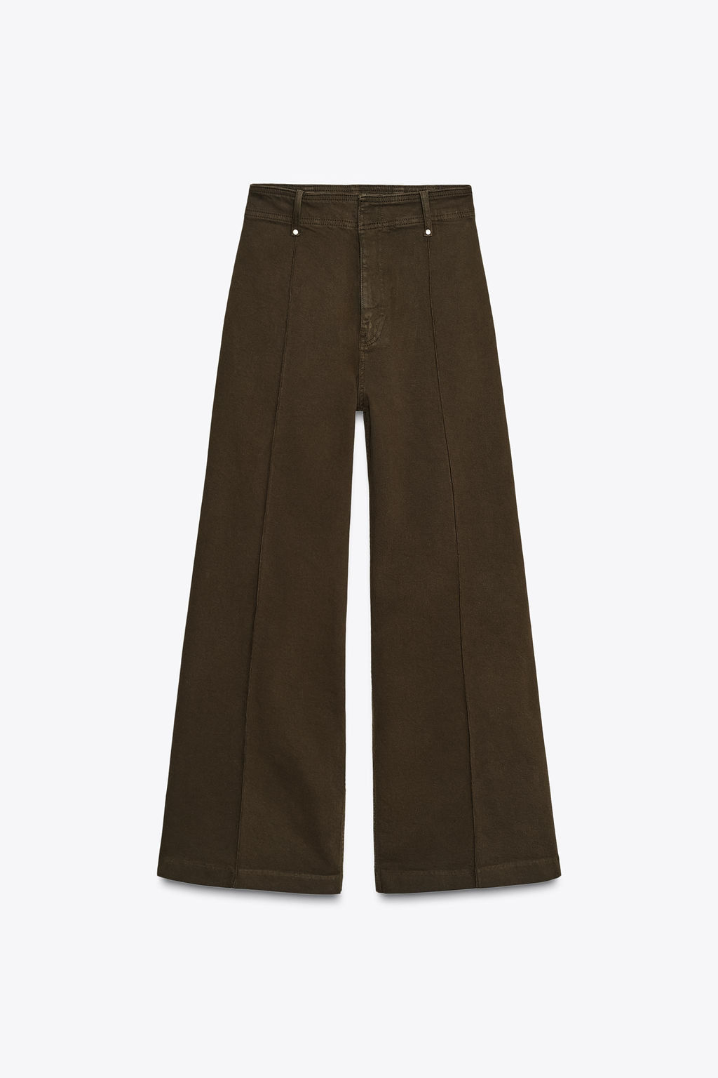 JEANS ZW COLLECTION TAILORED WIDE LEG TIRO ALTO / Chocolate - Zara фото 6