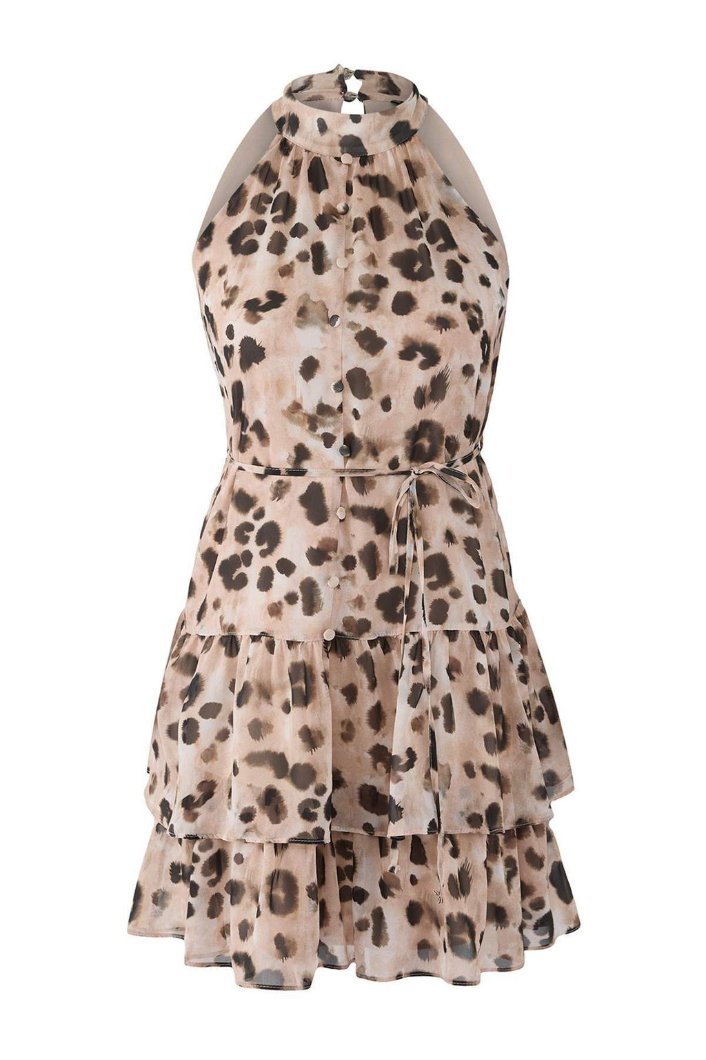 Vizon Cicekli Etegi Belden Ac?lan Kusakl? K?sa / Mini Dokuma Elbise TWOSS23EL02056