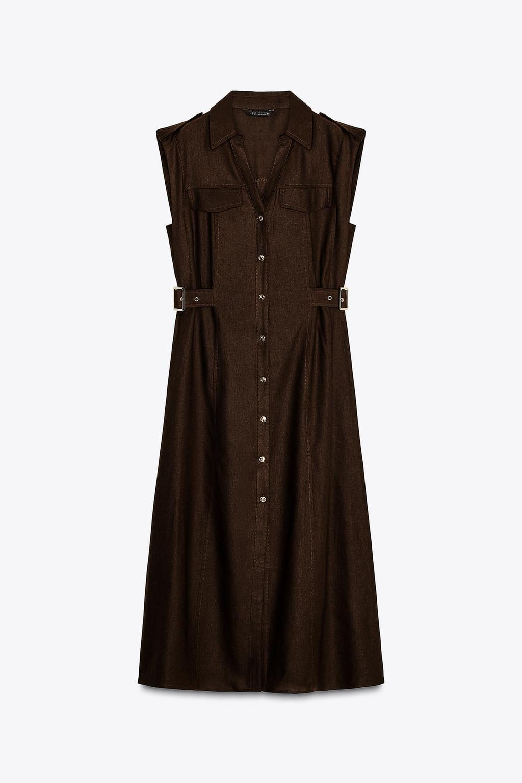 LINEN BLEND MIDI DRESS - Zara фото 5