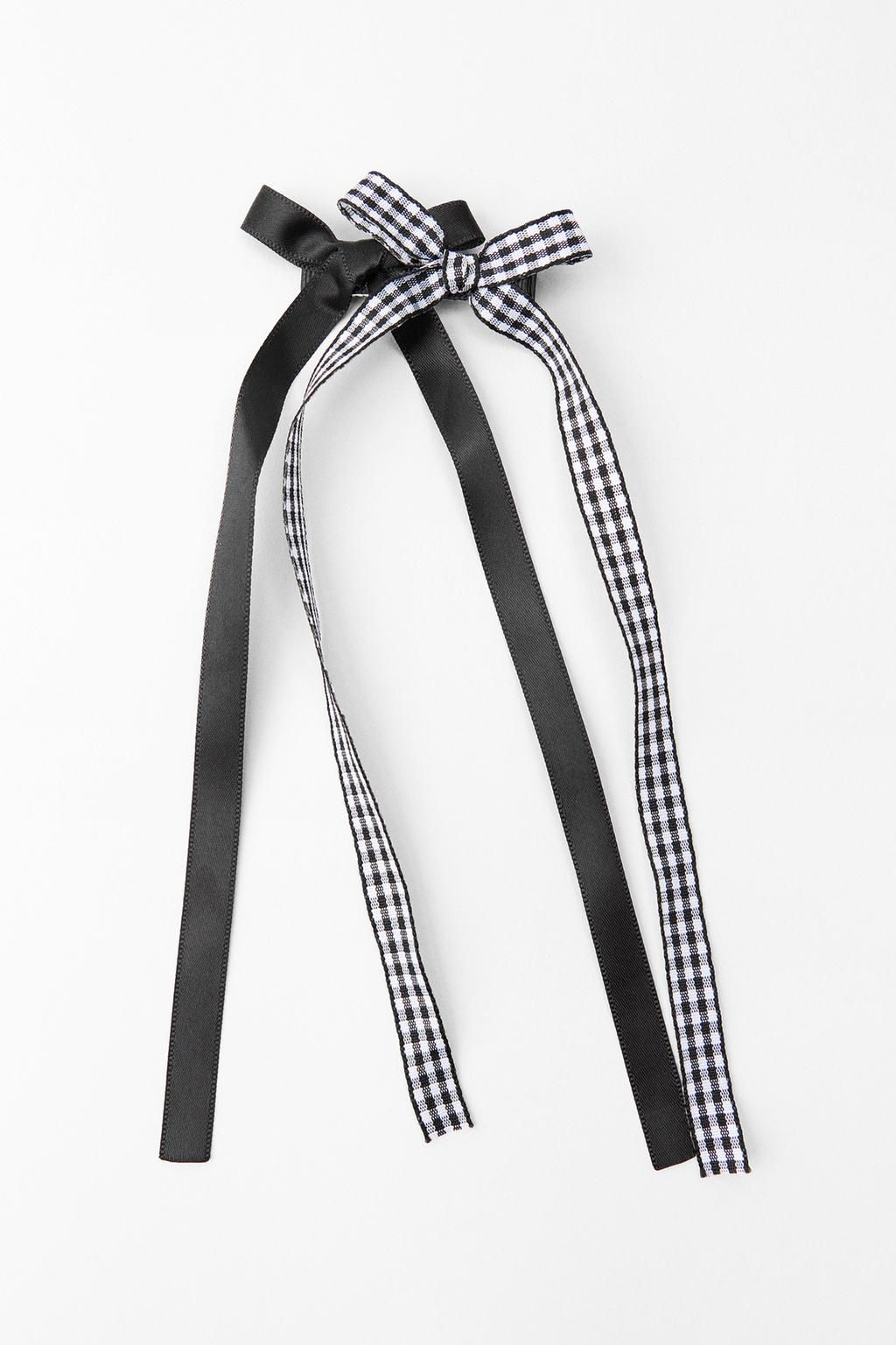PACK OF GINGHAM CHECK BOW HAIR CLIPS - Zara фото 2