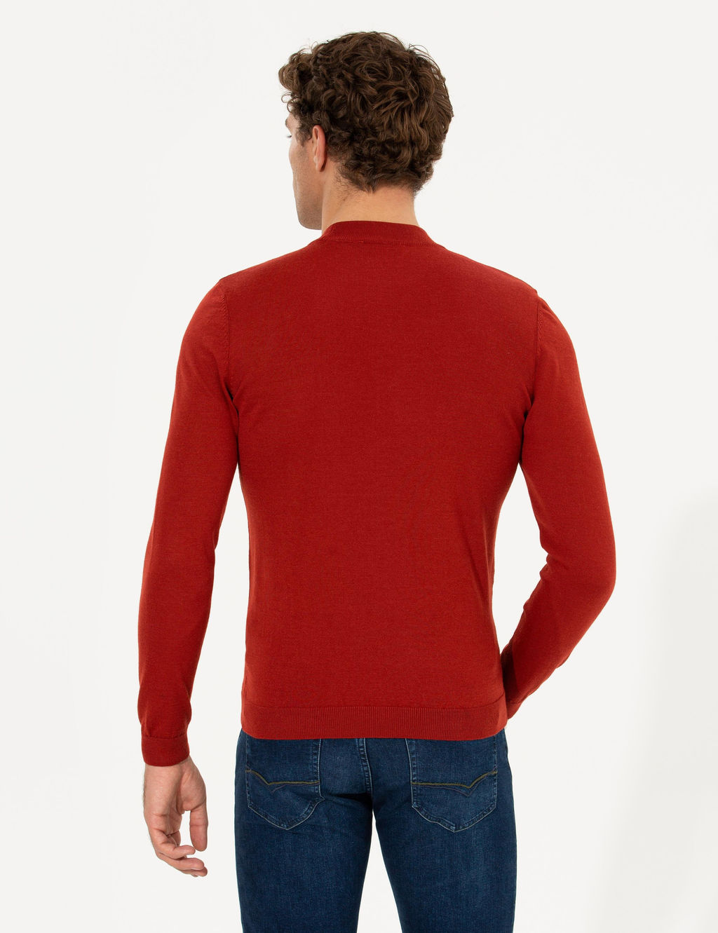 Базовый трикотажный свитер приталенного кроя Brick с круглым вырезом и круглым вырезом - Cacharel фото 5