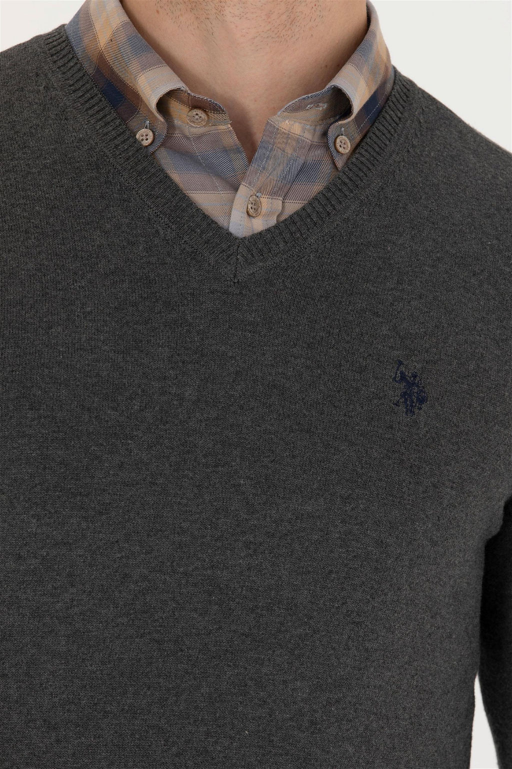 U. S. Polo Assn Мужской базовый свитер антрацитового меланжа - U.s. polo assn фото 7