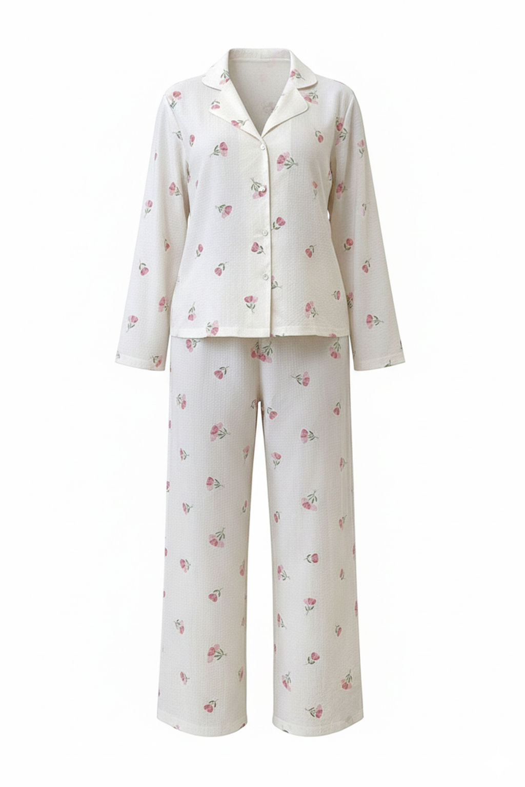 Beyaz-Pembe Dokulu Cicekli Orme Pijama Tak?m? THMAW26PT00213 - Trendyolmilla фото 2