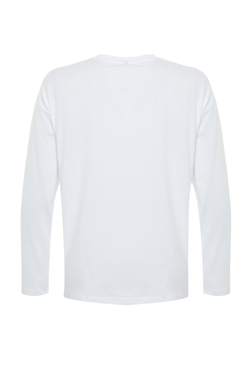 TRENDYOLMILLA Beyaz %100 Pamuk Basic Bisiklet Yaka Uzun Kol Regular Fit Orme T-Shirt TWOAW24TS00013 фото 15