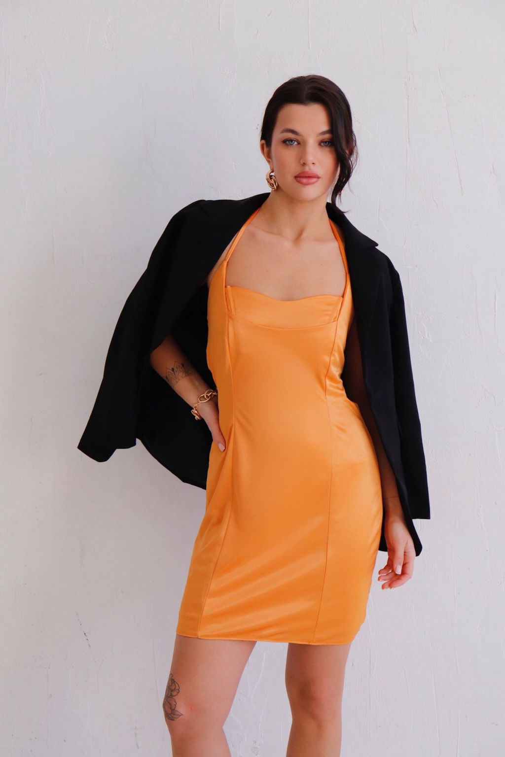 11354 Платье с открытой спинкой оранжевое - Martichelli фото 10