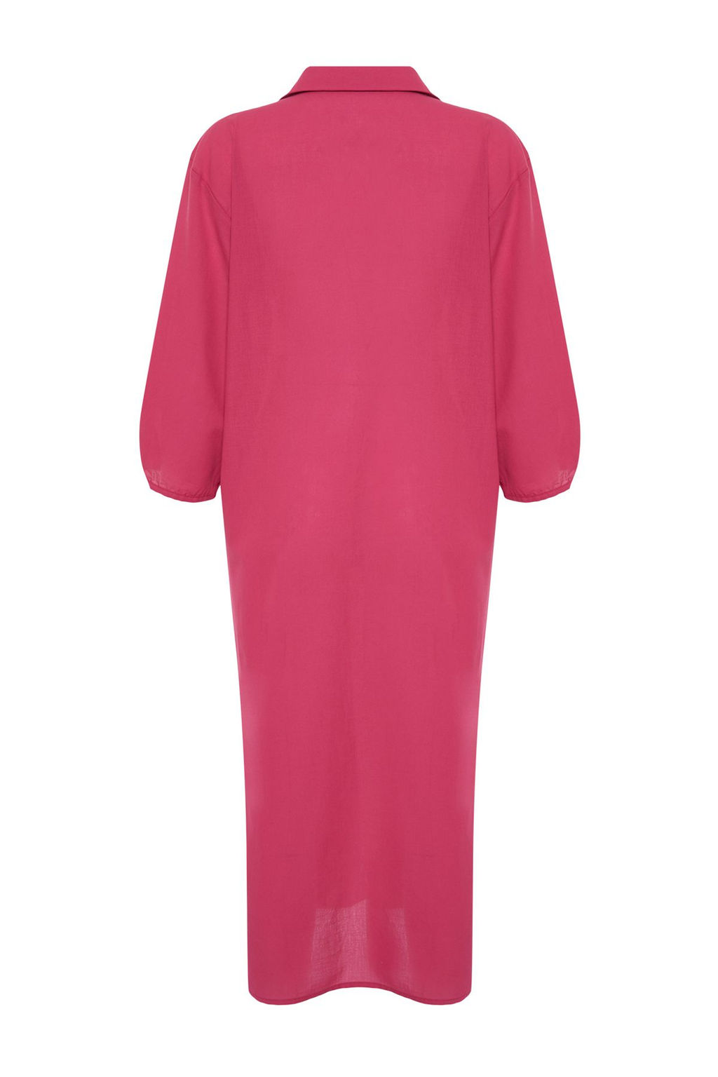 Fusya Dokuma Y?rtmacl? %100 Pamuk Plaj Midi Elbise TBESS22EL0009