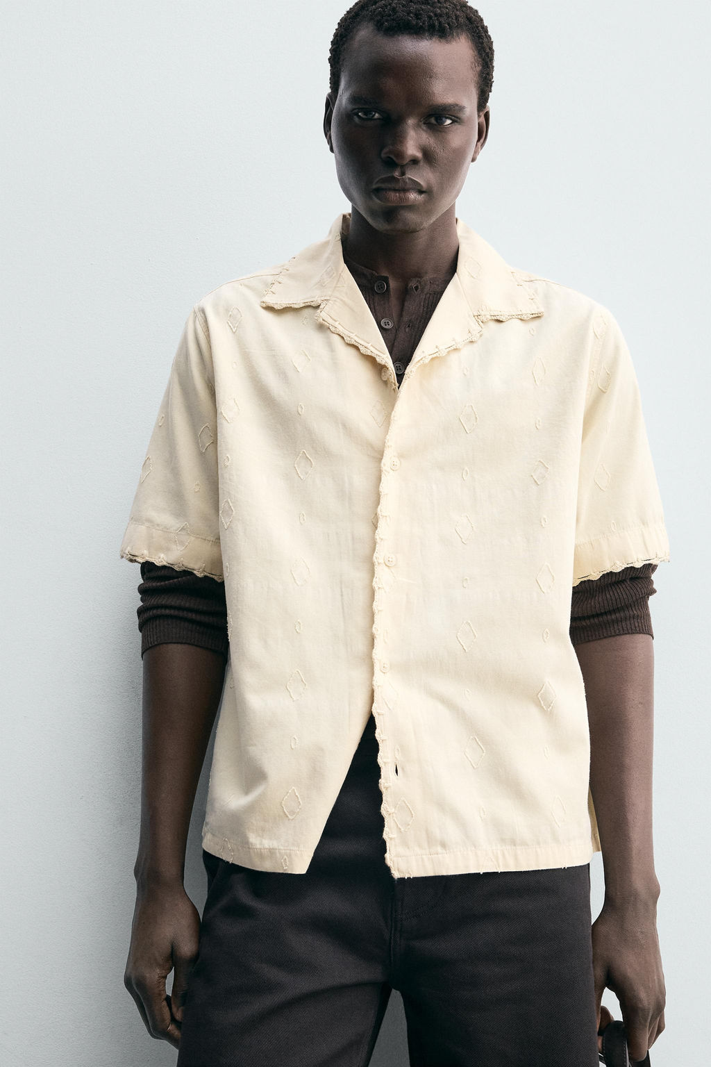 EMBROIDERED GEOMETRIC JACQUARD SHIRT