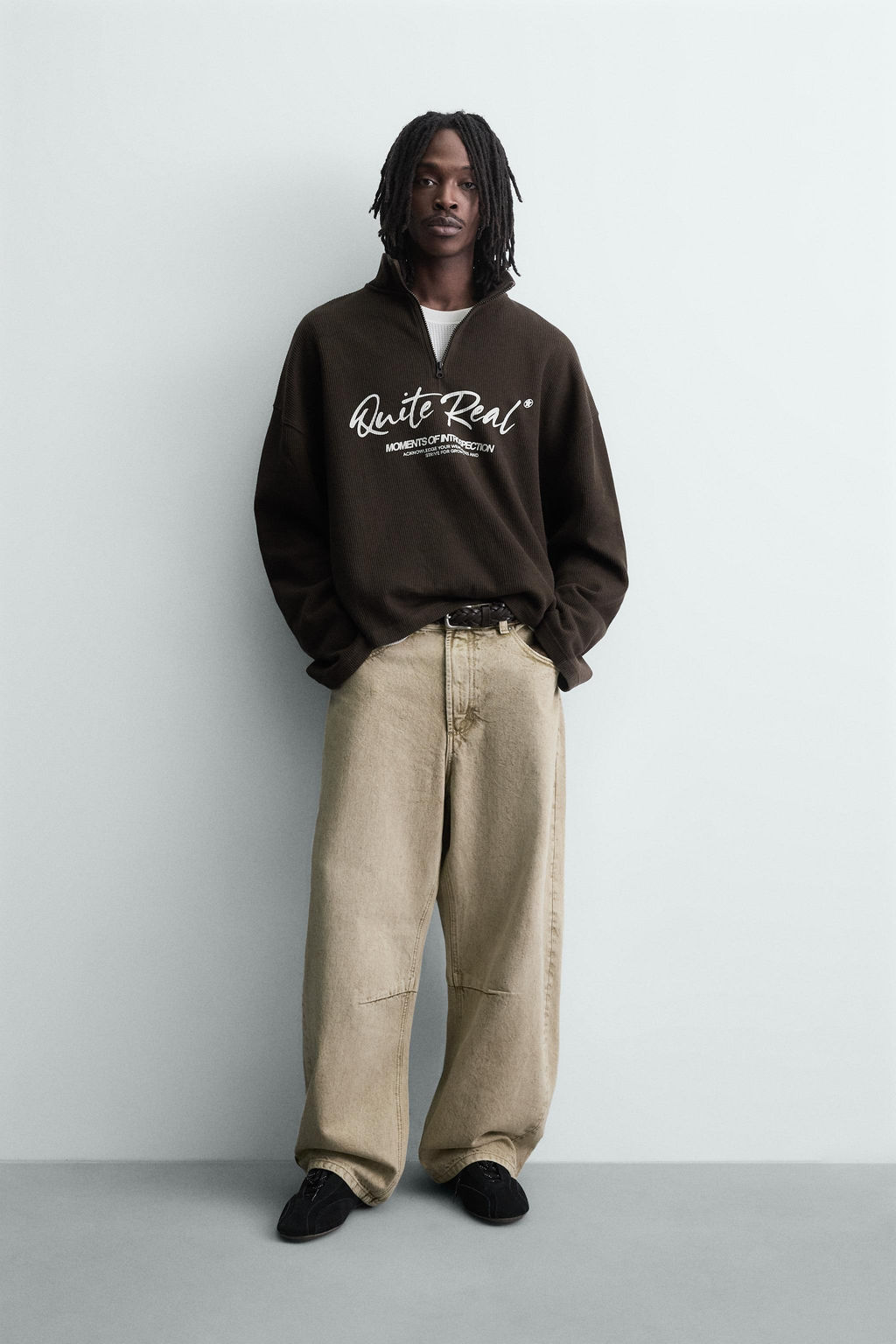 PRINTED QUARTER-ZIP SWEATSHIRT - Zara фото 9
