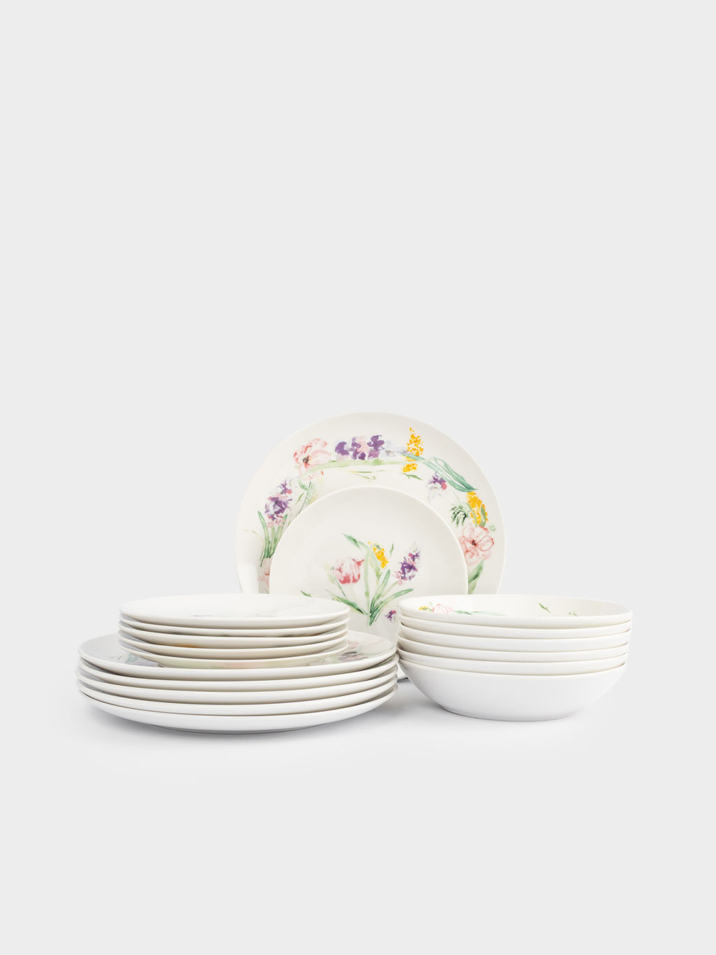 Сервиз обеденный, 6 перс, 18 пр, фарфор P, белый, Акварельные цветы, Bouquet - Anna lafarg фото 7