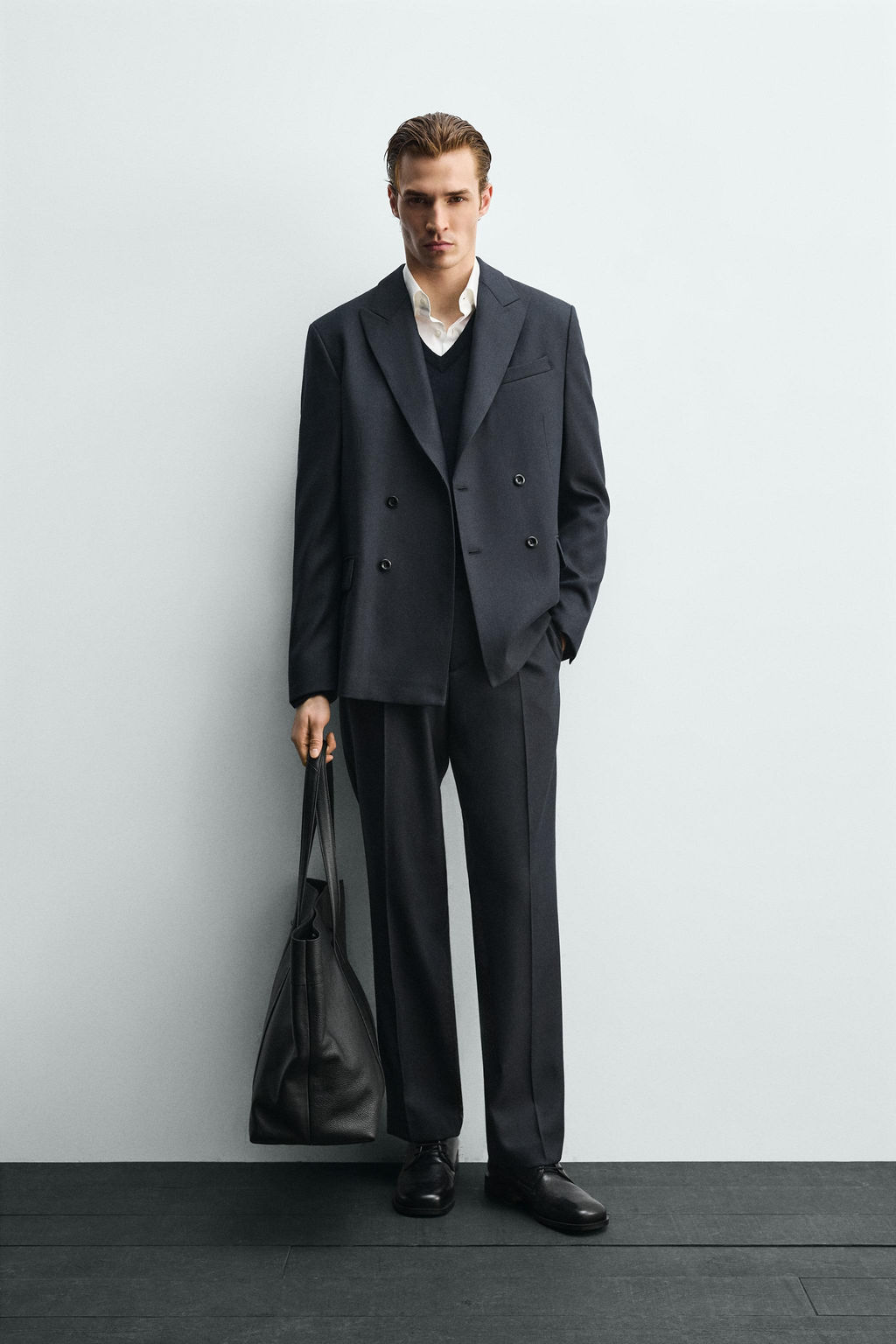 TEXTURED SUIT TROUSERS