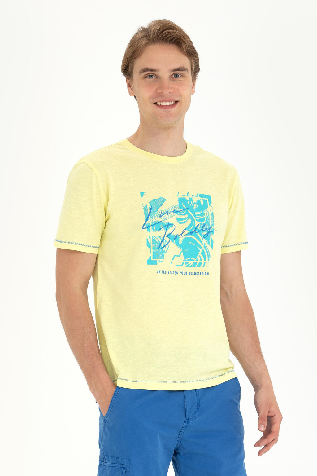 Мужская светло-желтая футболка с круглым вырезом - U.s. polo assn фото 17