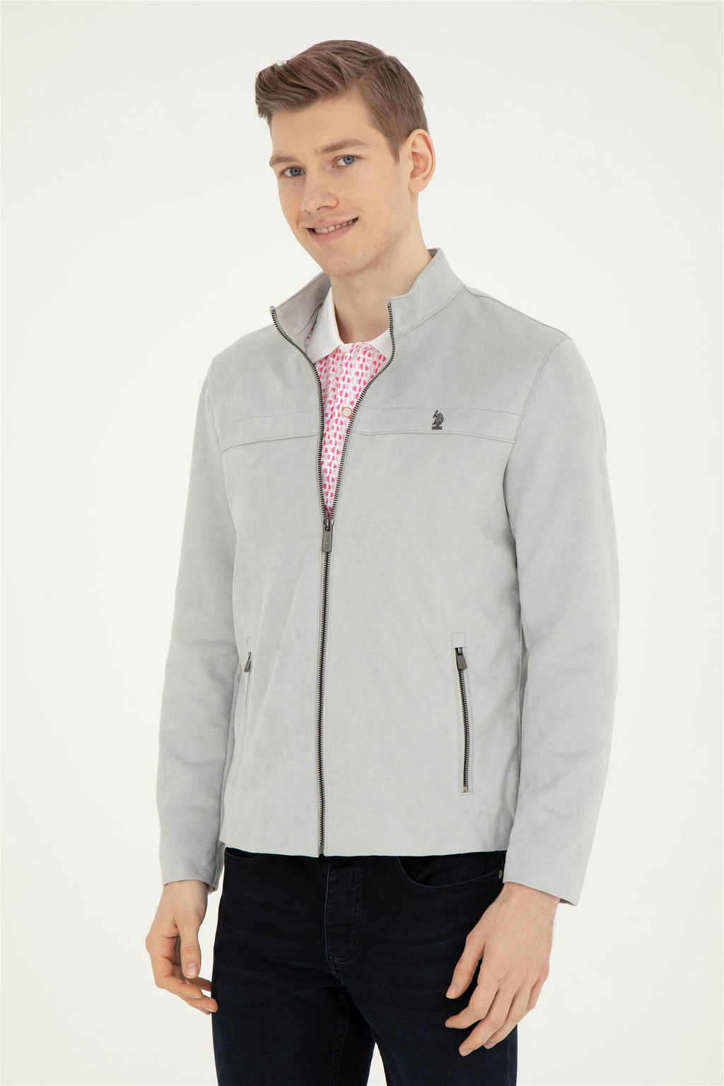 Мужская серая кожаная куртка - U.s. polo assn фото 3